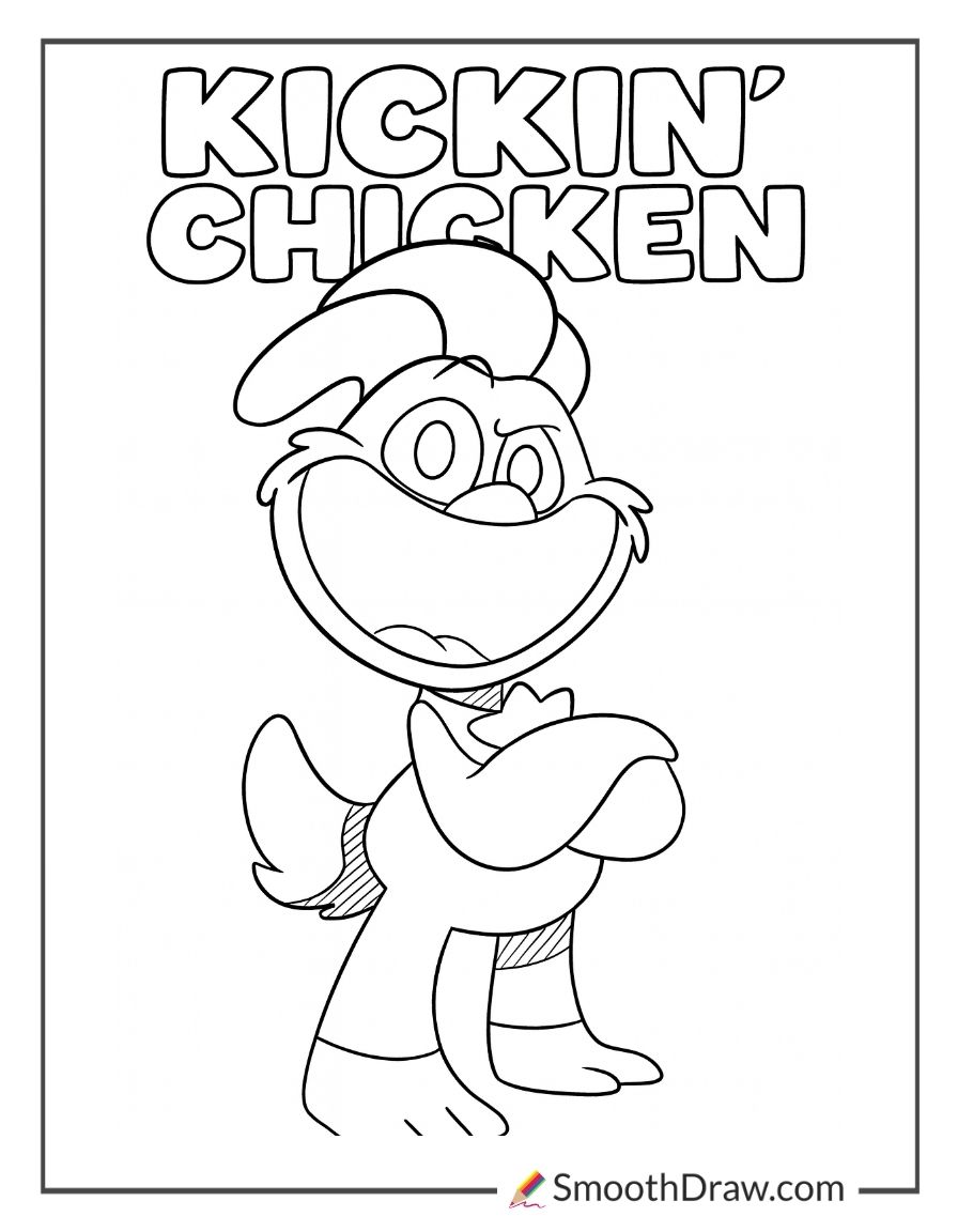Smiling Critters Kickin Chicken Coloring Pages