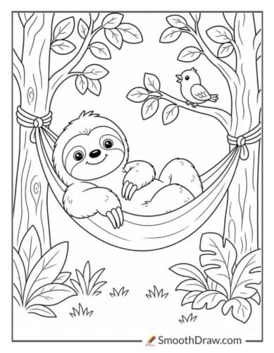 Smiling Sloth In Hammock