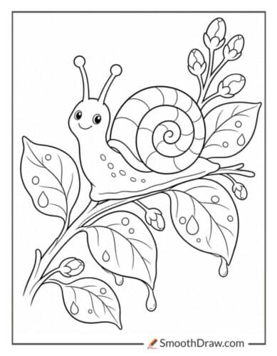 Snail On Leafy Branch