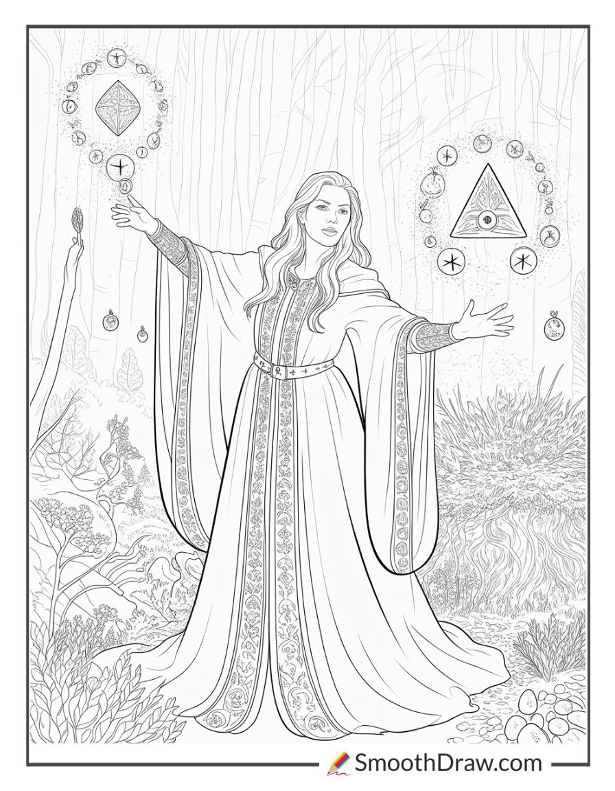 Sorceress Witch Coloring Pages For Adults