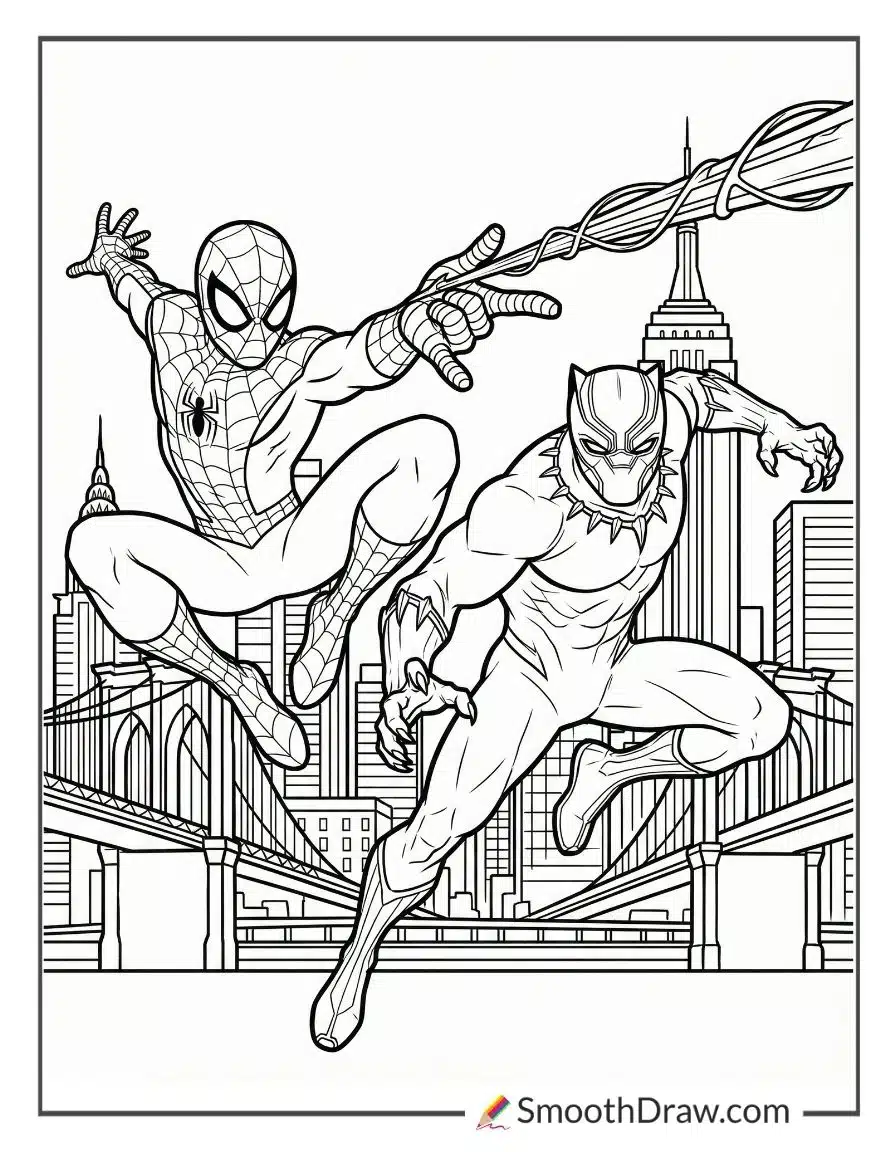 Spiderman And Black Panther Coloring Pages