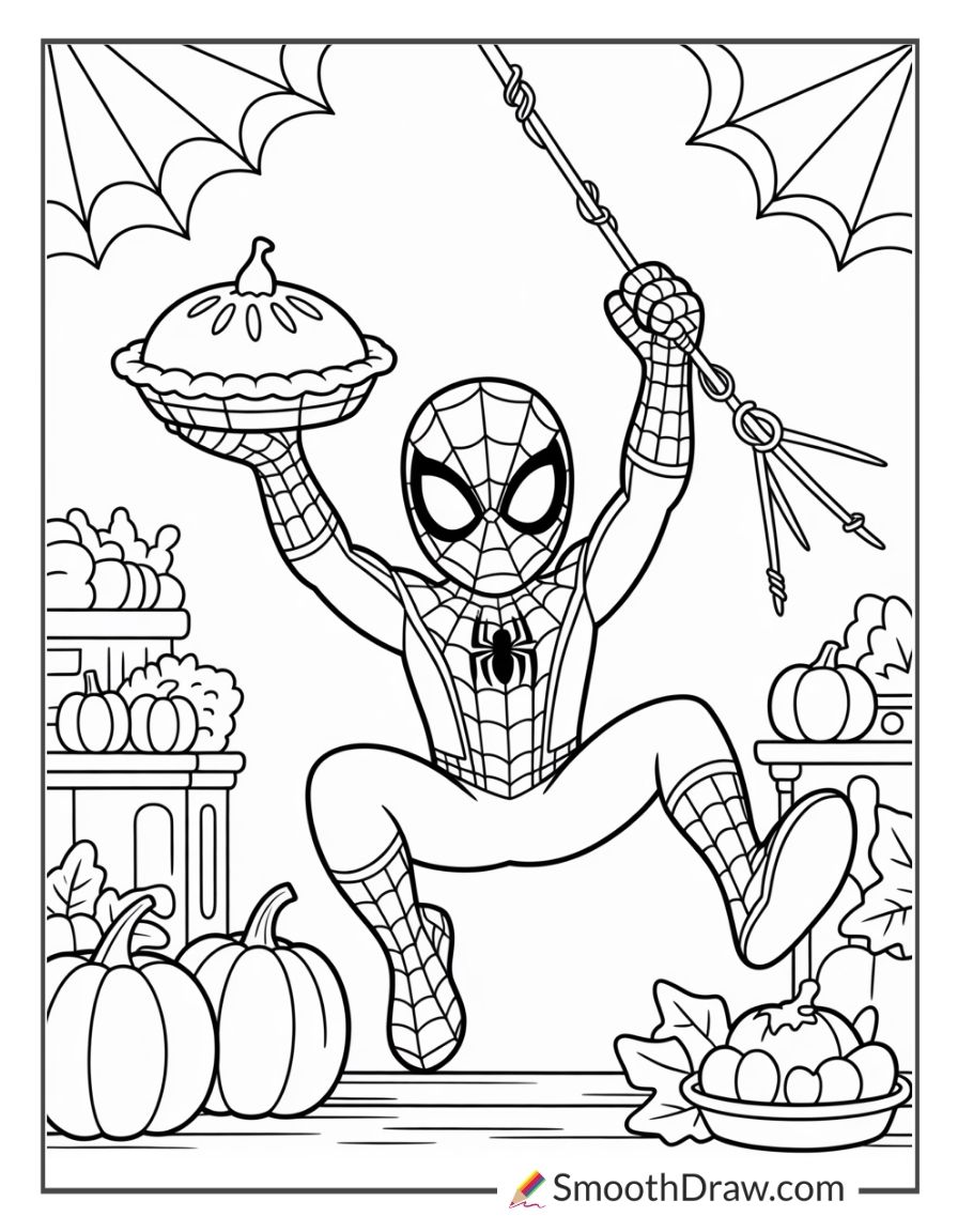 spiderman thanksgiving coloring pages
