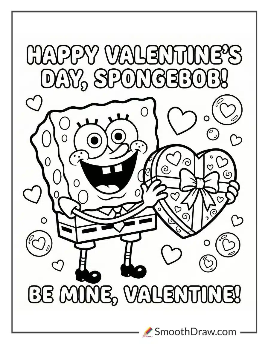 Spongebob Valentines Coloring Pages