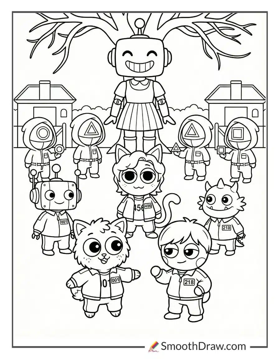 Sprunki Squid Game Coloring Pages