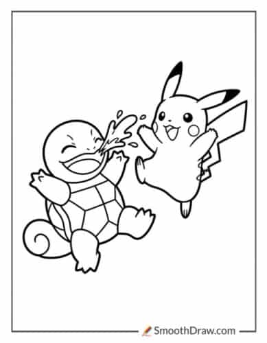 Squirtle And Pikachu Coloring Page