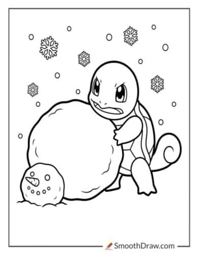 Squirtle Building A Snowman