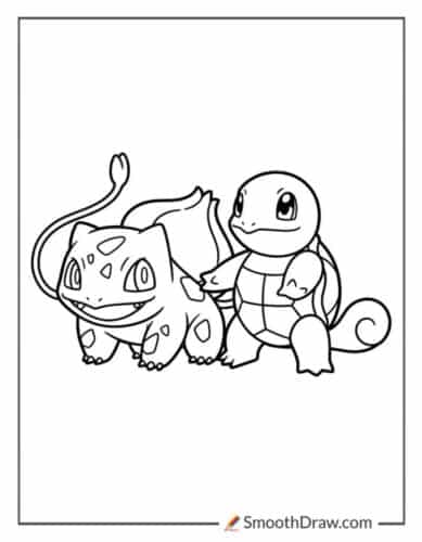 Squirtle Bulbasaur Coloring Page