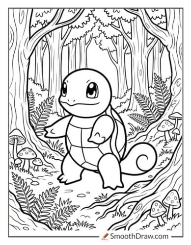 Squirtle Exploring A Forest