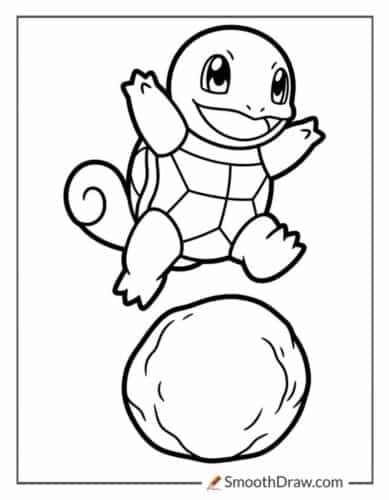 Squirtle Jumping Over A Rock