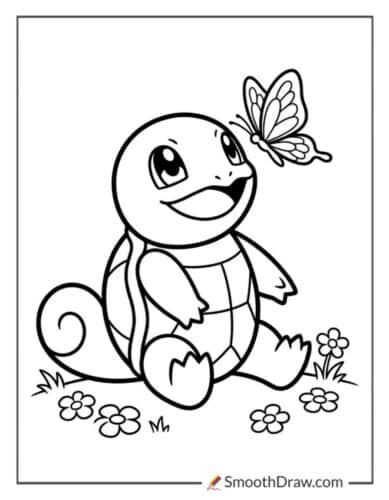 Squirtle Looking At A Butterfly