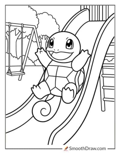 Squirtle On A Playground Slide