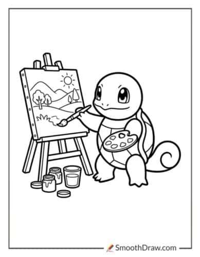 Squirtle Painting A Picture