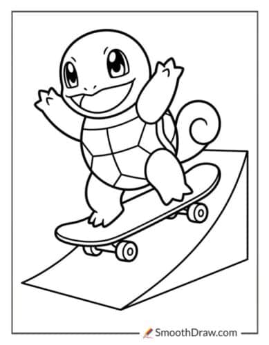 Squirtle Riding A Skateboard