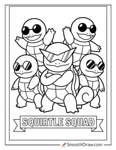 Squirtle Squad Coloring Page