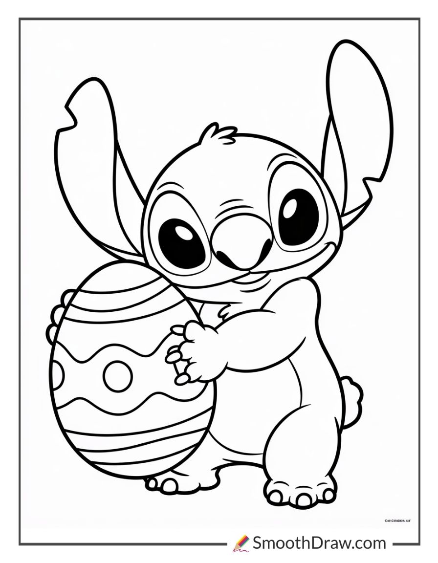 Stitch Easter Bunny Coloring Page