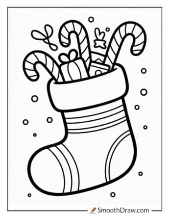 Stocking Filled With Candy Canes And Toys