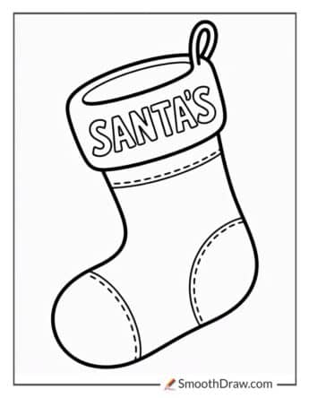 Stocking With Santas Name Stitched On It