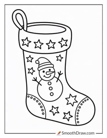 Stocking With Snowman And Star Design