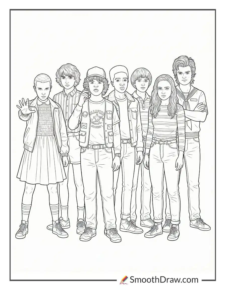 Stranger Things Characters Coloring Pages