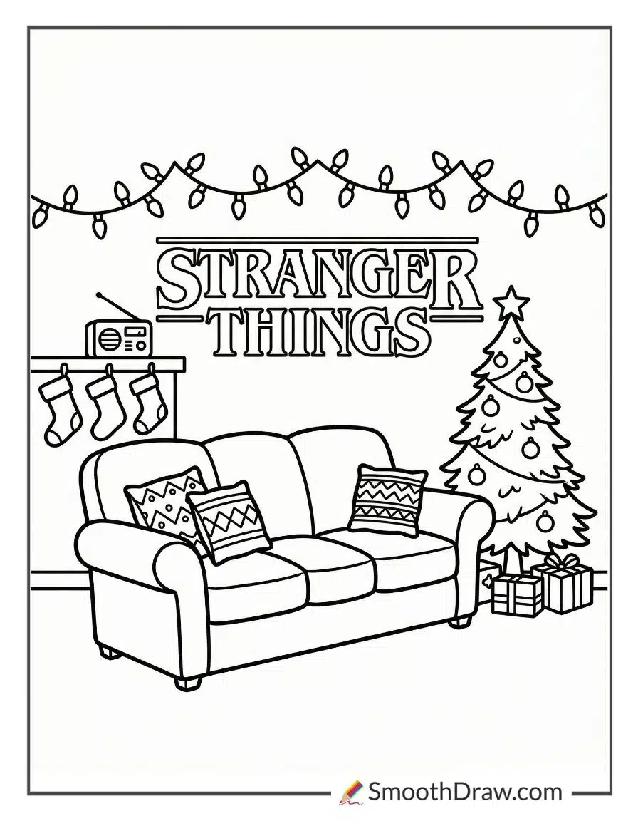 Stranger Things Christmas Coloring Page