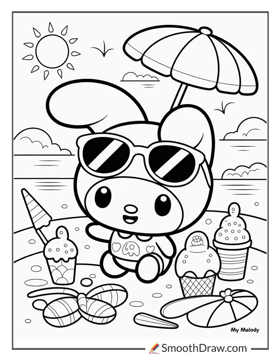 Summer My Melody Coloring Pages