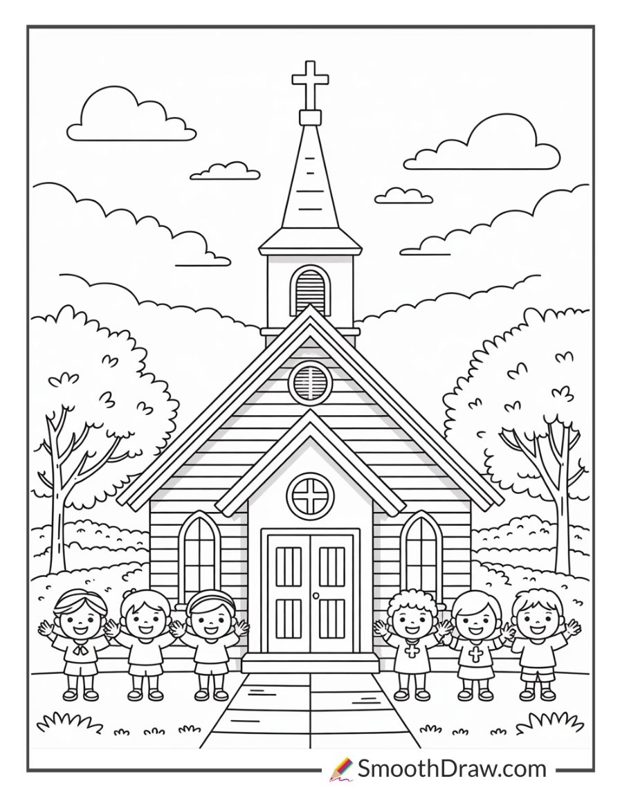 Sunday School Church Coloring Pages