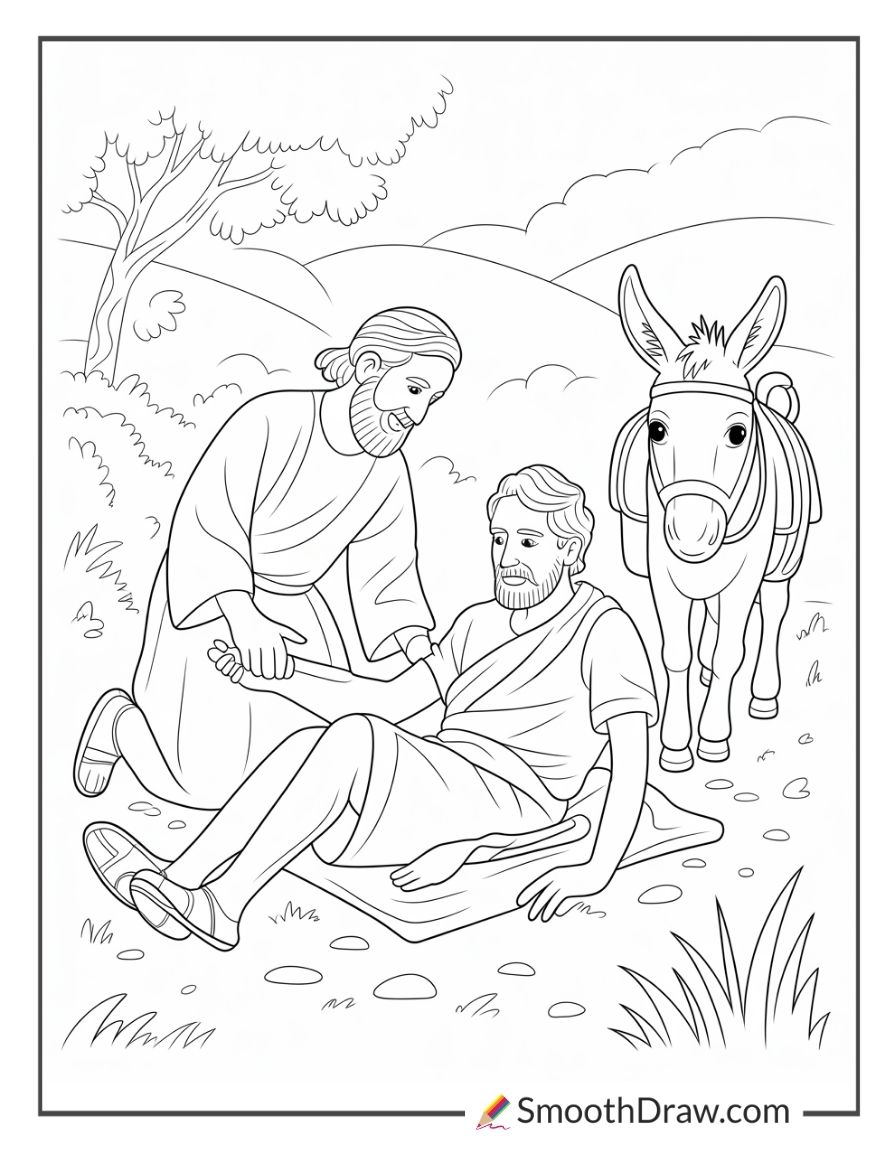 Sunday School Good Samaritan Coloring Page