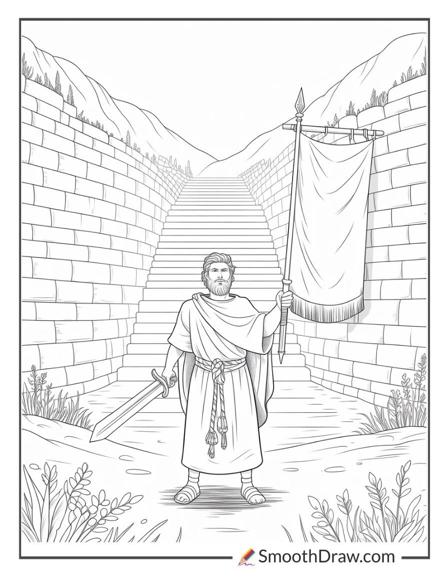 Sunday School Joshua Coloring Page