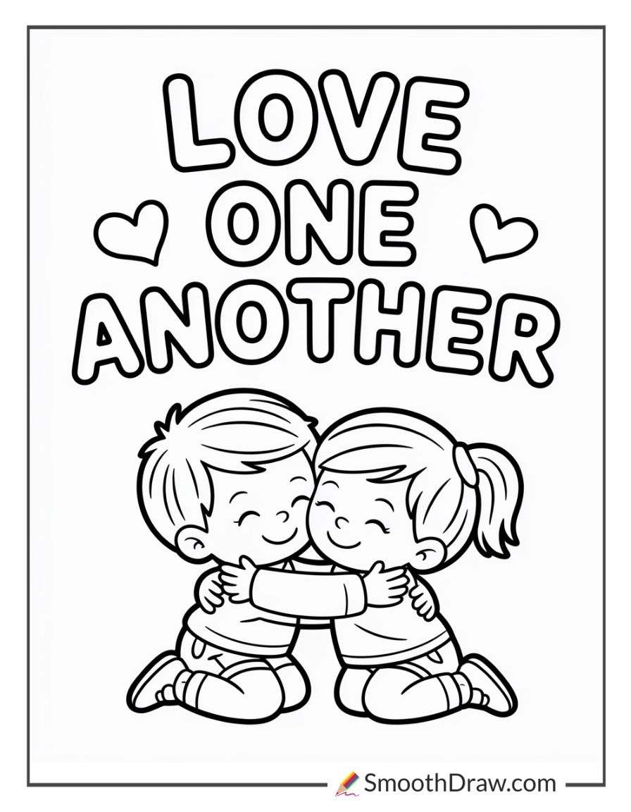 Sunday School Love One Another Coloring Page