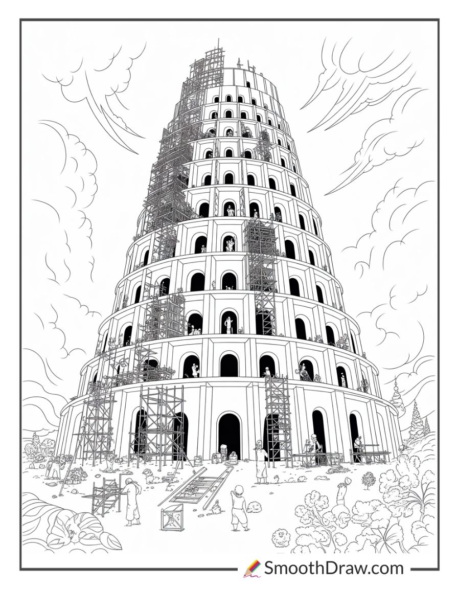 Sunday School Tower Of Babel Coloring Page