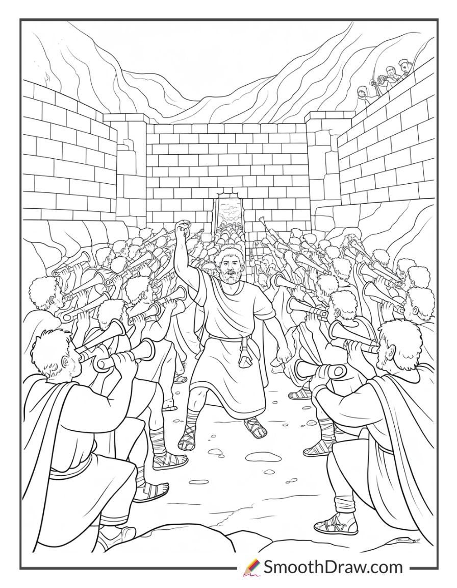 Sunday School Walls Of Jericho Coloring Page