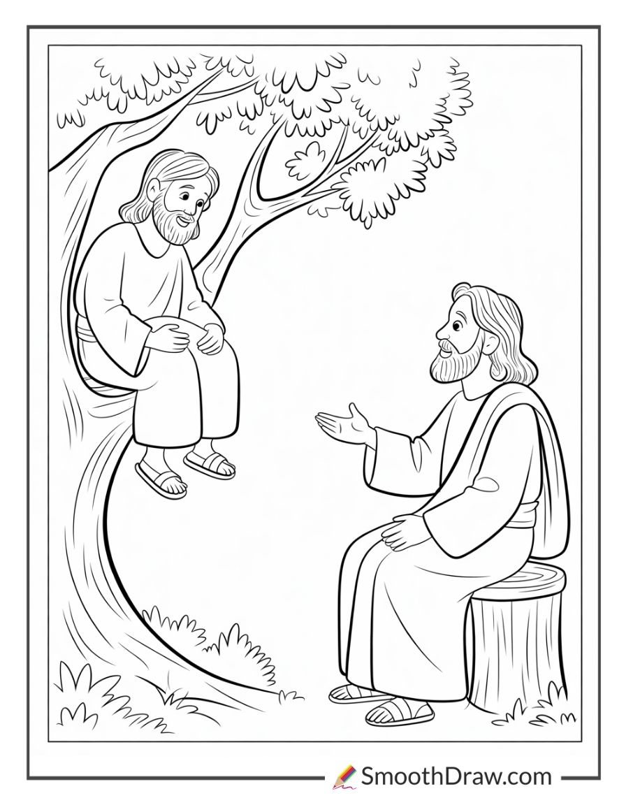 Sunday School Zacchaeus Coloring Page
