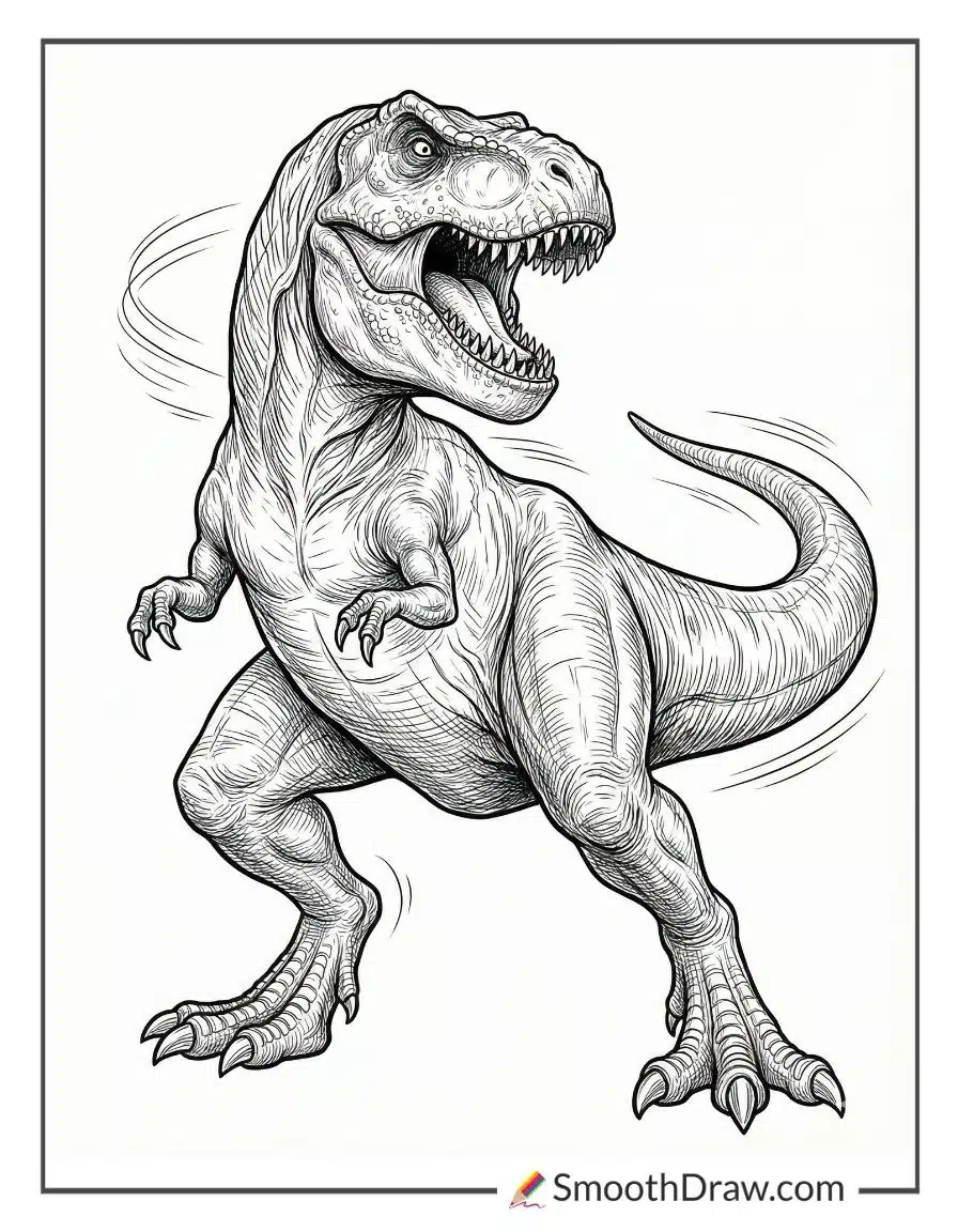 T Rex Fighting Coloring Page