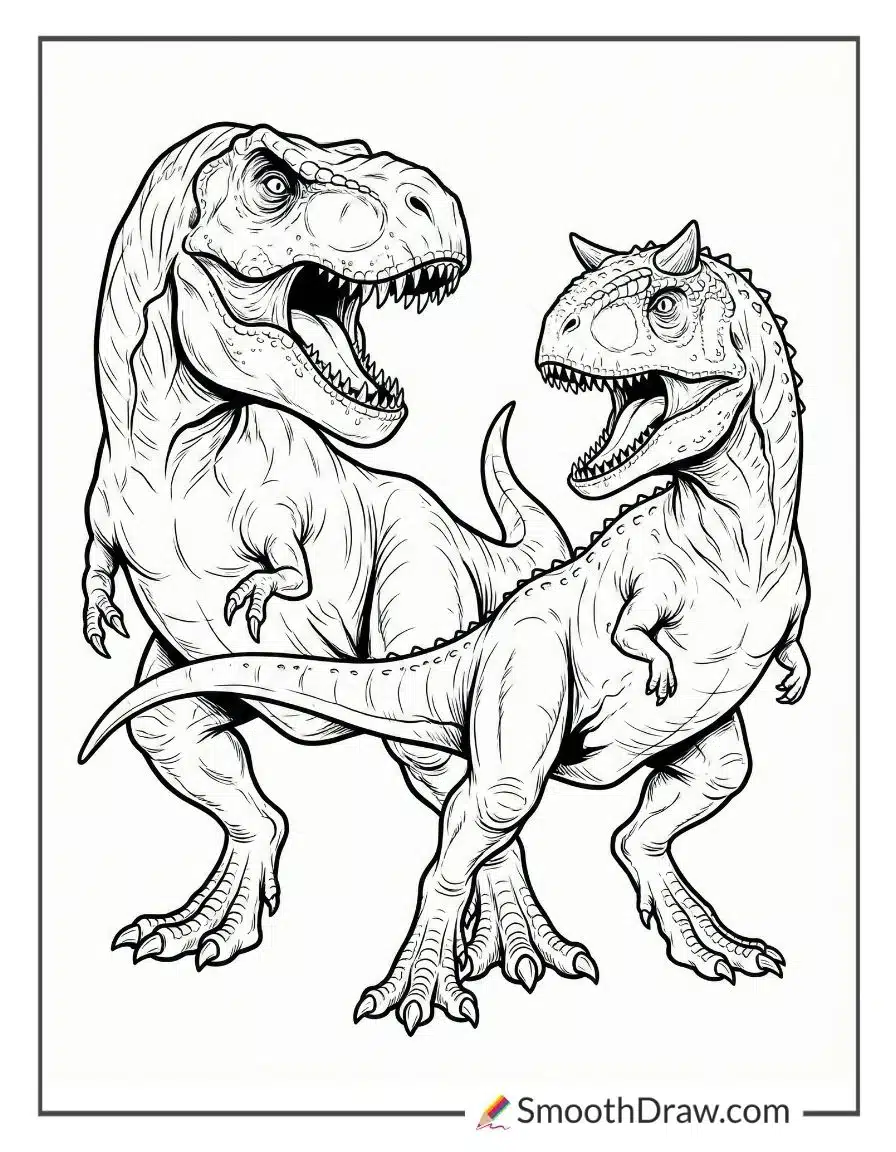 T Rex Vs Carnotaurus Coloring Page