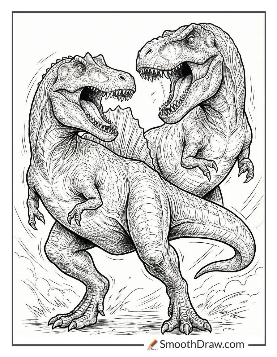 T Rex Vs Spinosaurus Coloring Page