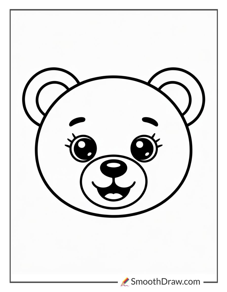 Teddy Bear Face Coloring Page