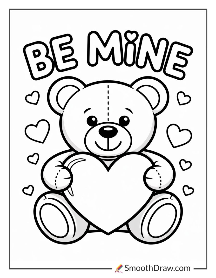 Teddy Bear Valentines Day Coloring Pages