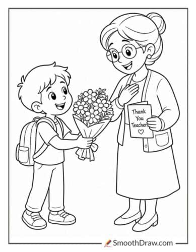 Thankful Child Giving Flowers