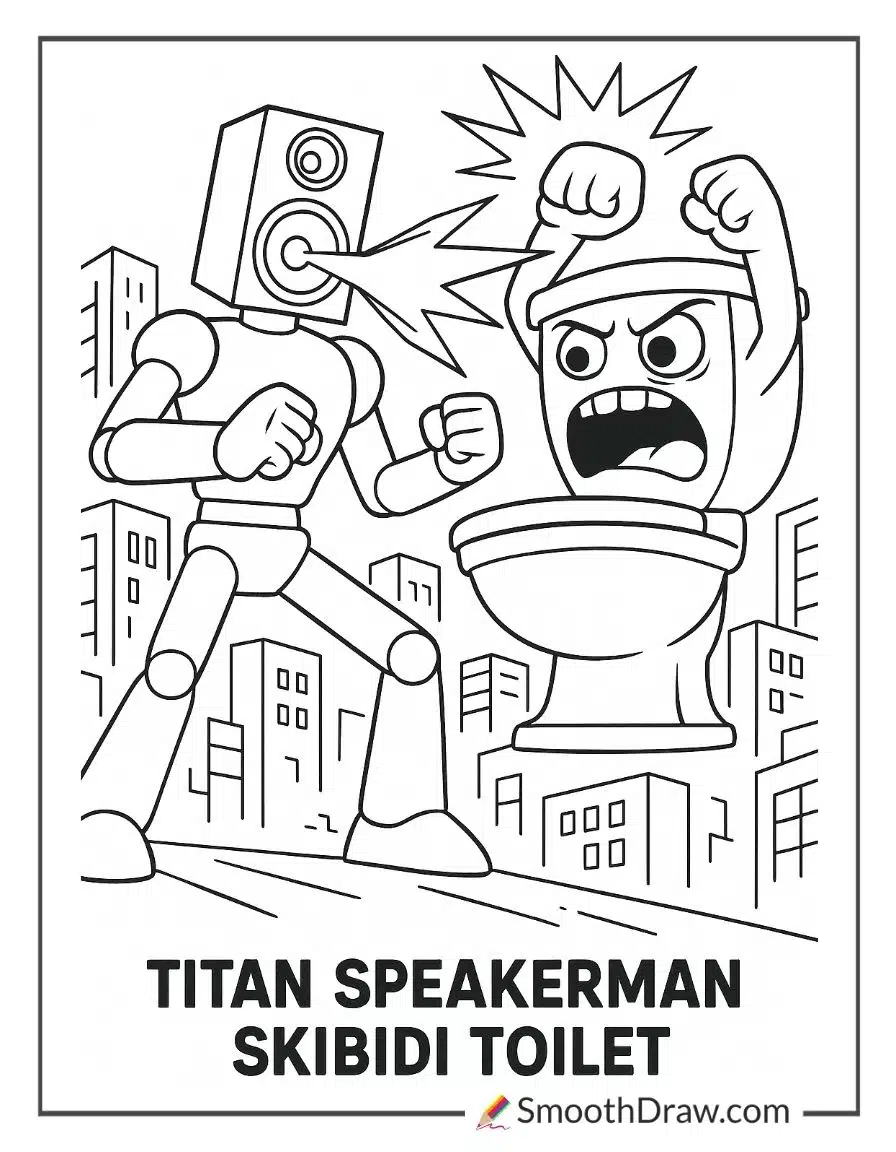 Titan Speakerman Skibidi Toilet Coloring Page