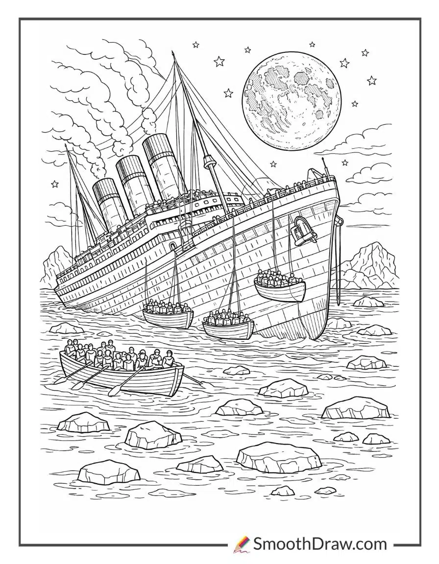 Titanic Sinking Coloring Pages