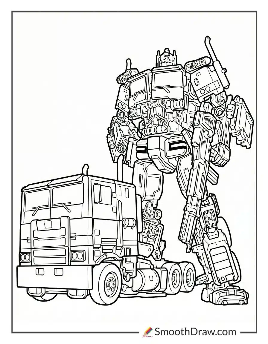 Transformer Truck Coloring Page
