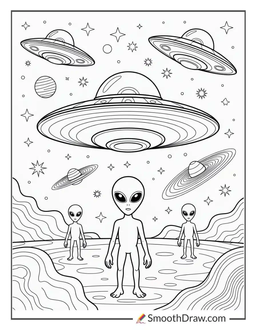Trippy Alien Coloring Pages