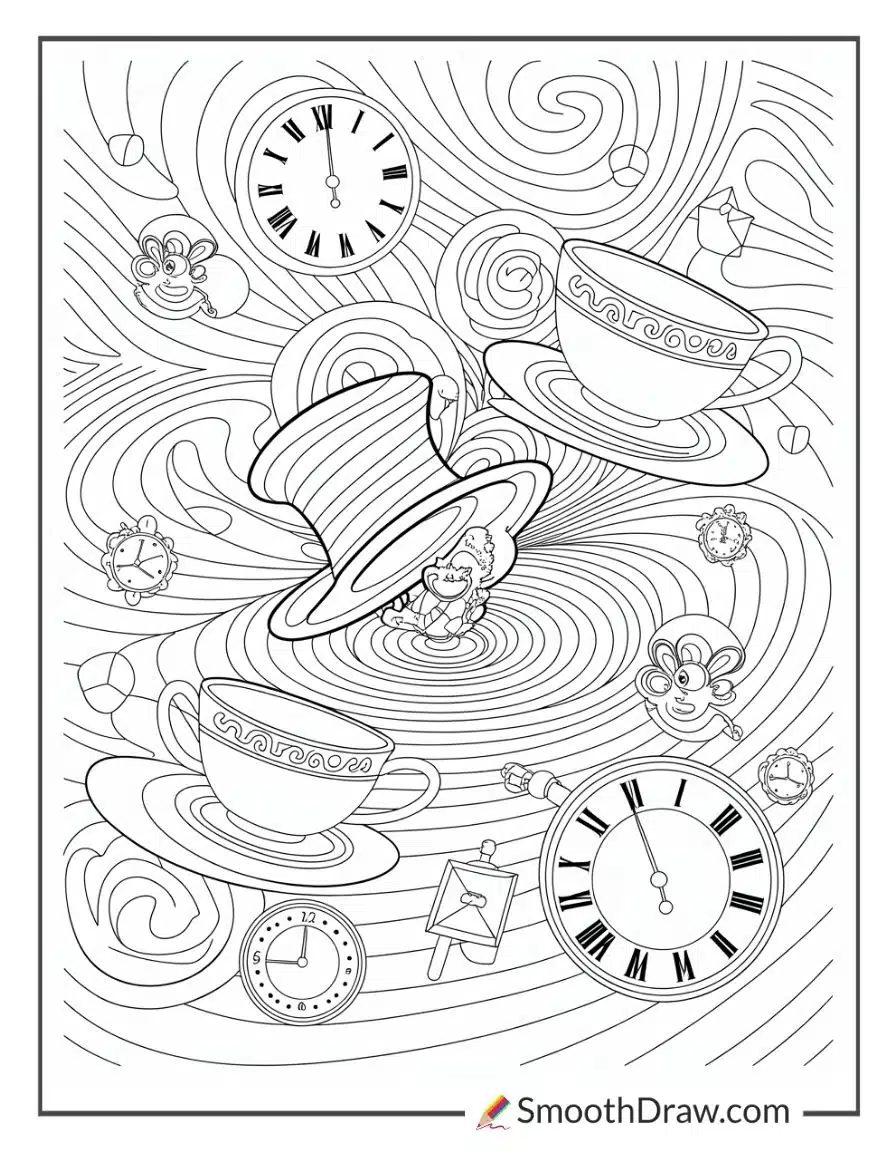 Trippy Mad Hatter Coloring Pages