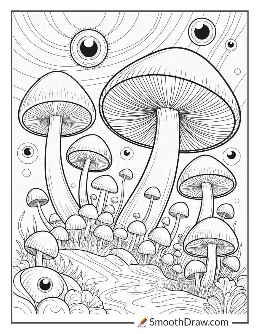 Trippy Mushroom Coloring Pages