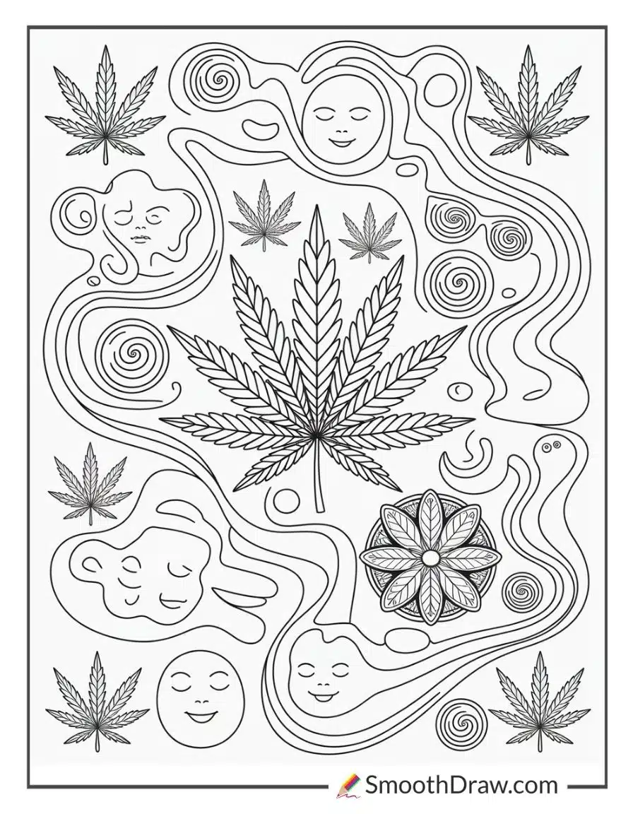 Trippy Weed Coloring Pages