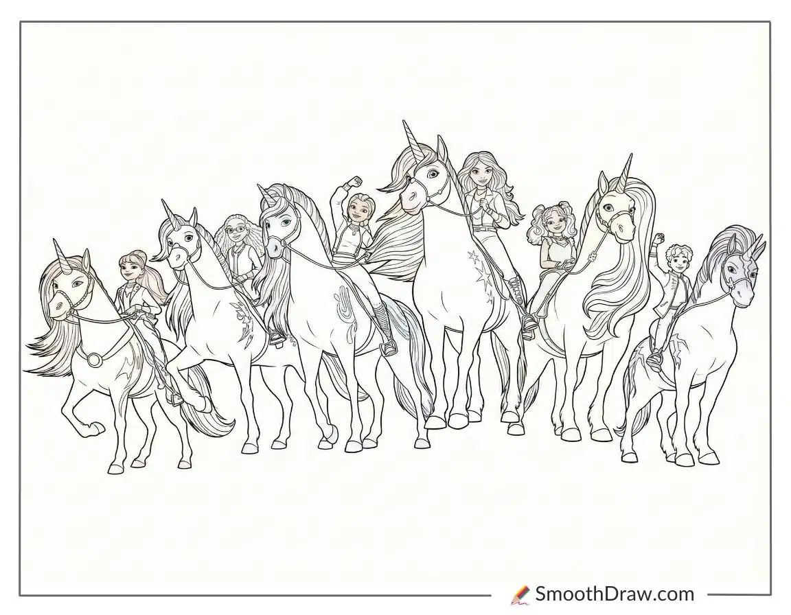 Unicorn Academy Characters Coloring Pages