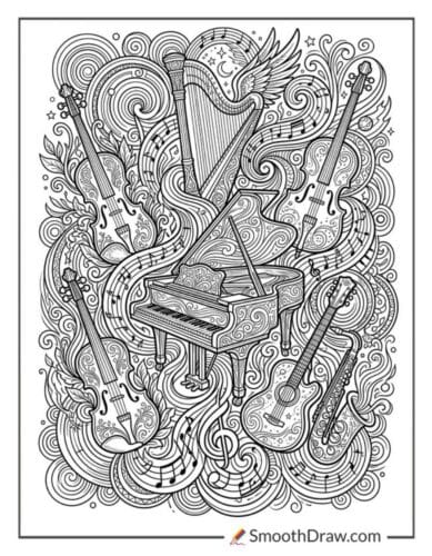 Unique Music Coloring Pages For Adults