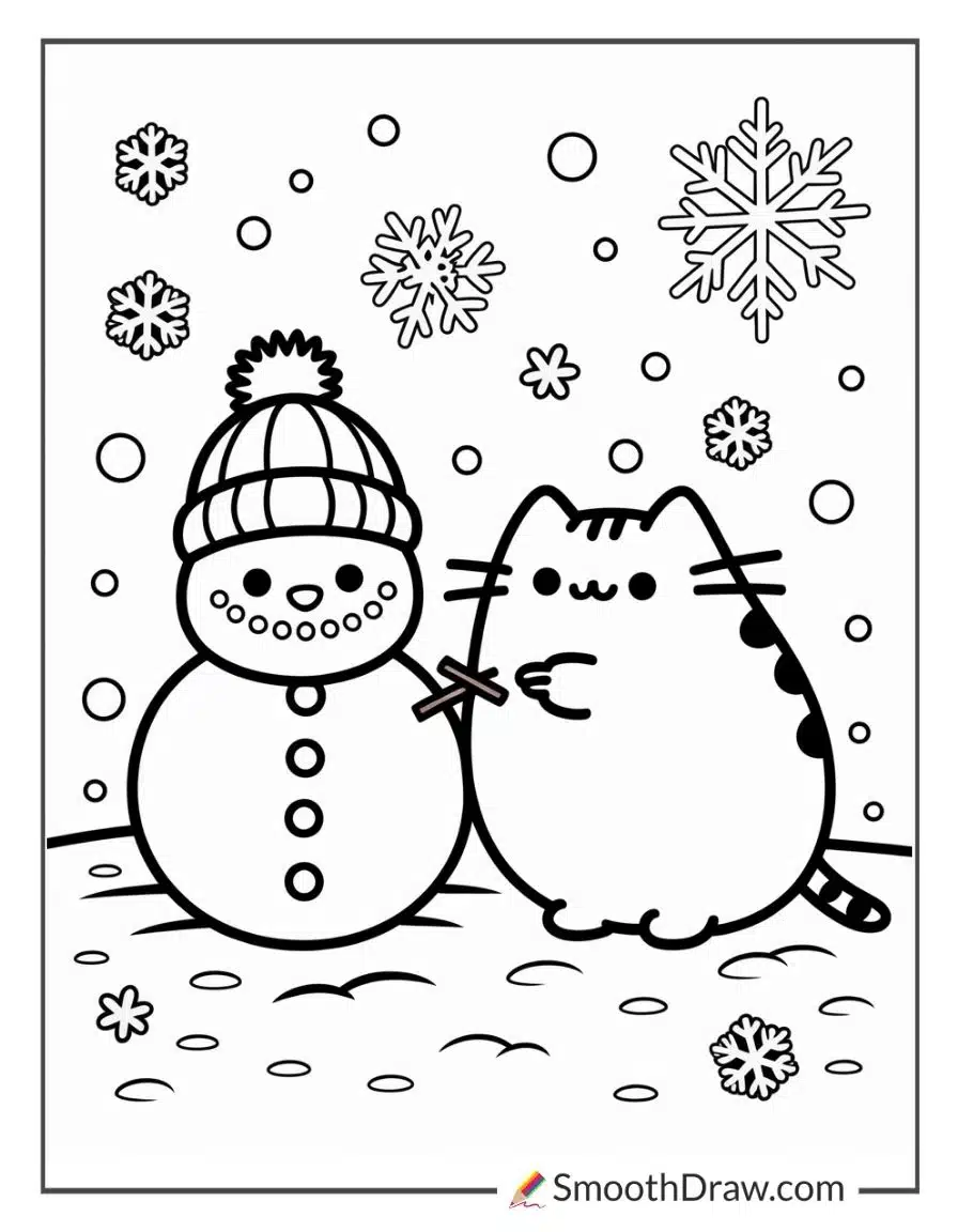Winter Pusheen Coloring Pages