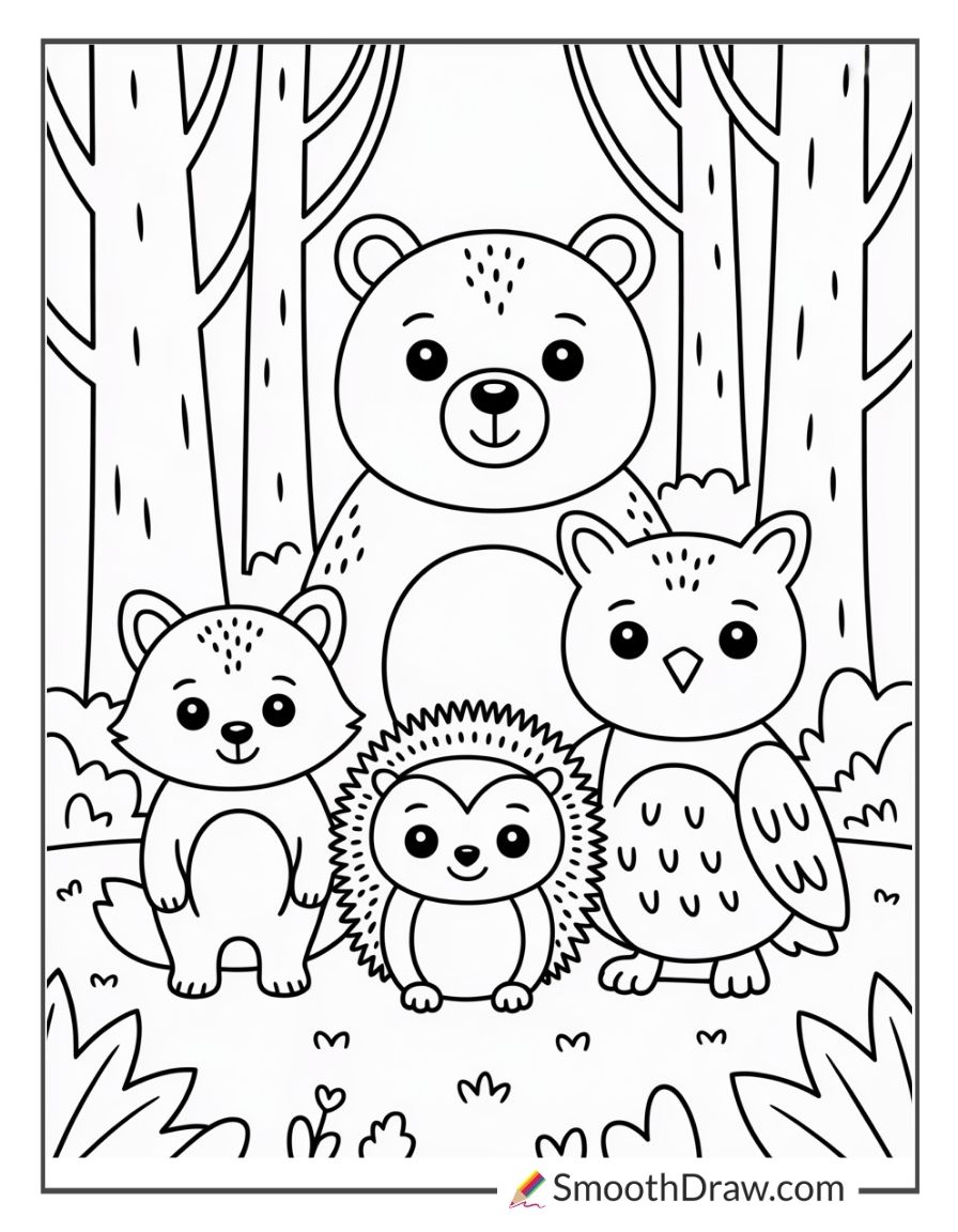 Woodland Forest Animals Coloring Pages