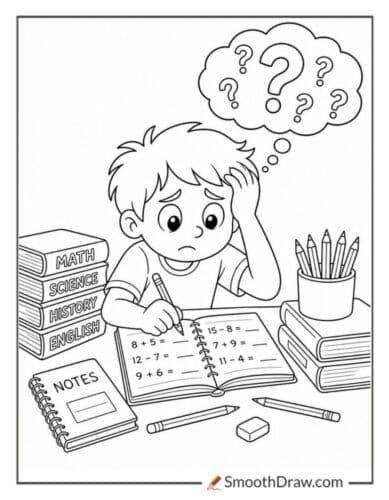 Worried Child With Homework